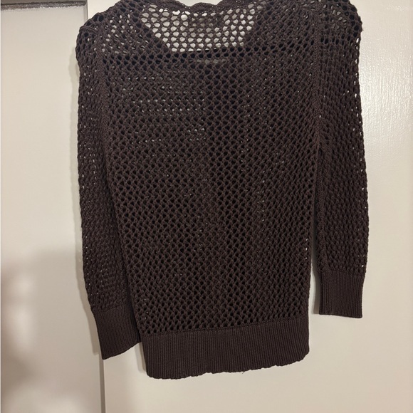 Banana Republic Dark Brown Open-Knit Cardigan - Picture 4 of 5